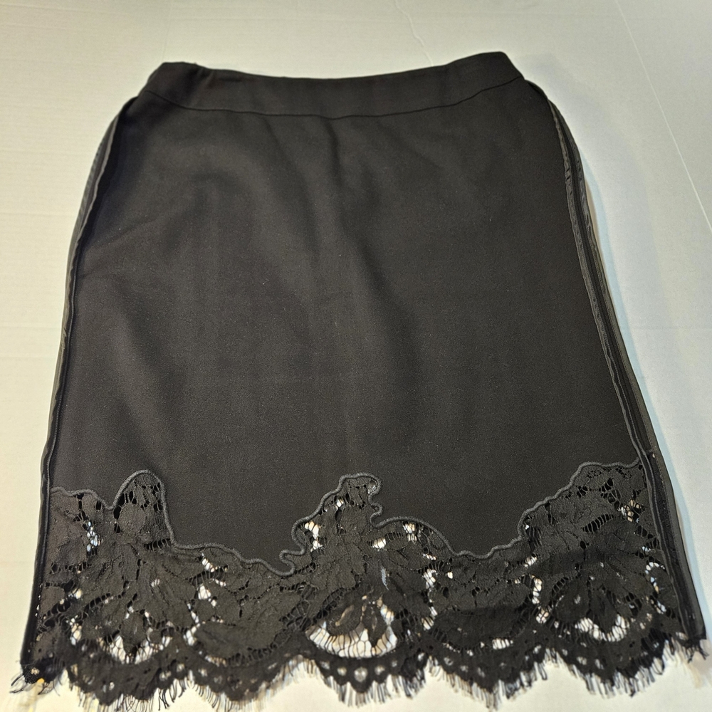 G.I.L.I. Black Pencil Skirt with Lace Detail - Picture 6 of 12
